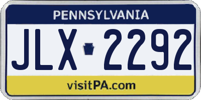 PA license plate JLX2292