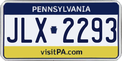 PA license plate JLX2293