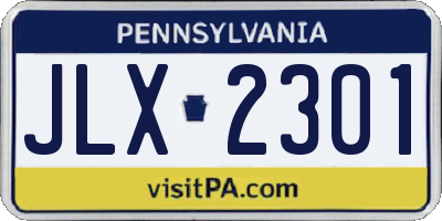 PA license plate JLX2301