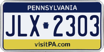 PA license plate JLX2303