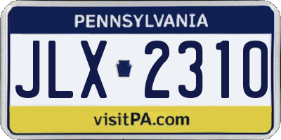 PA license plate JLX2310