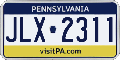 PA license plate JLX2311