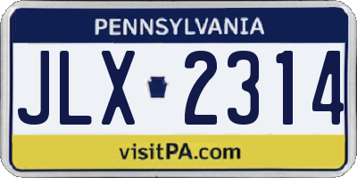PA license plate JLX2314