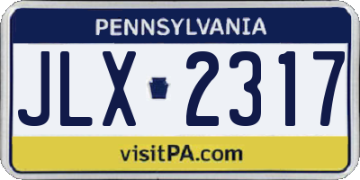 PA license plate JLX2317
