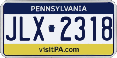 PA license plate JLX2318