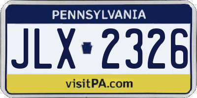 PA license plate JLX2326