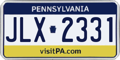 PA license plate JLX2331