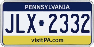 PA license plate JLX2332