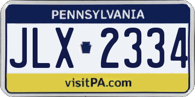 PA license plate JLX2334