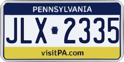 PA license plate JLX2335