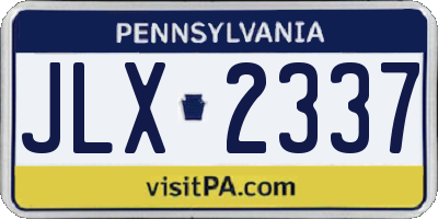 PA license plate JLX2337