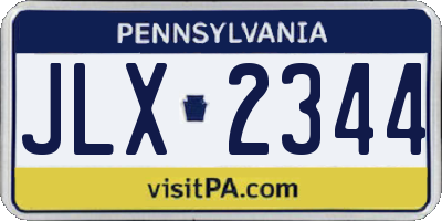 PA license plate JLX2344