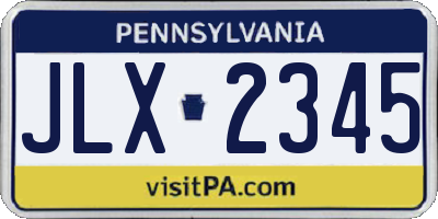 PA license plate JLX2345