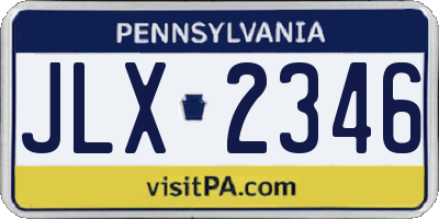 PA license plate JLX2346
