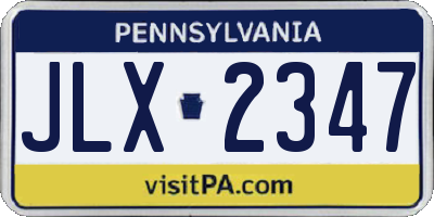 PA license plate JLX2347
