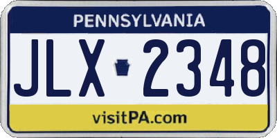 PA license plate JLX2348
