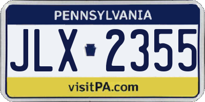 PA license plate JLX2355