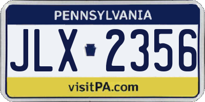 PA license plate JLX2356