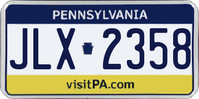 PA license plate JLX2358