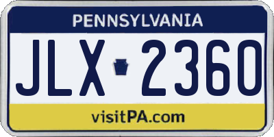 PA license plate JLX2360
