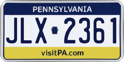 PA license plate JLX2361
