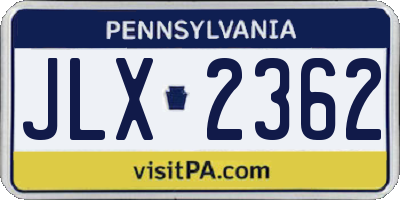 PA license plate JLX2362