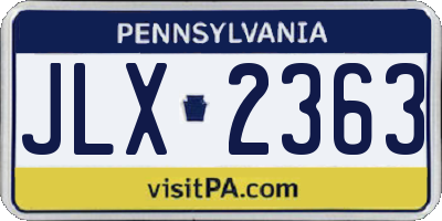 PA license plate JLX2363
