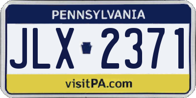 PA license plate JLX2371