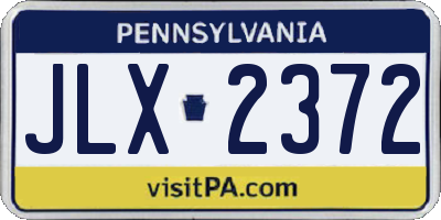 PA license plate JLX2372