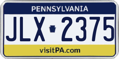 PA license plate JLX2375