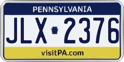 PA license plate JLX2376
