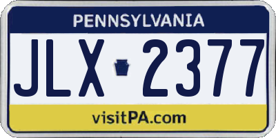 PA license plate JLX2377
