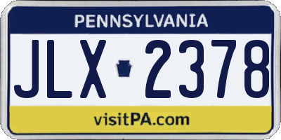 PA license plate JLX2378