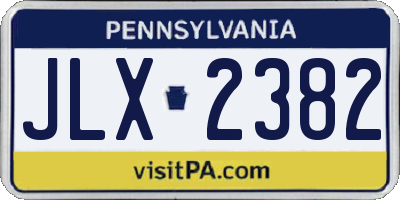 PA license plate JLX2382