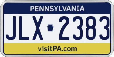 PA license plate JLX2383