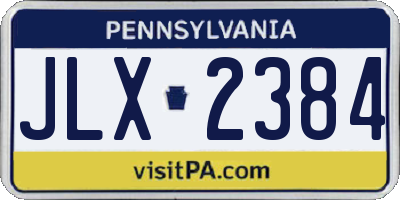 PA license plate JLX2384
