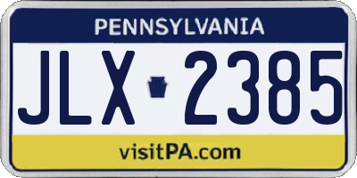 PA license plate JLX2385