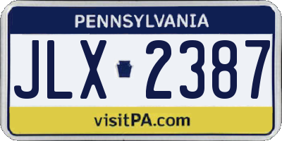 PA license plate JLX2387