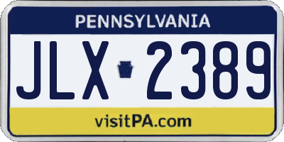 PA license plate JLX2389