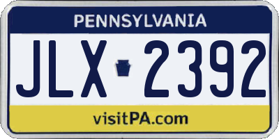 PA license plate JLX2392