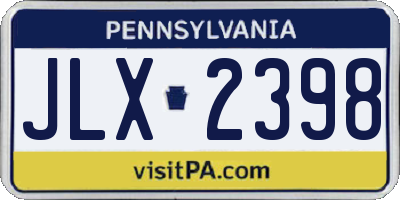 PA license plate JLX2398