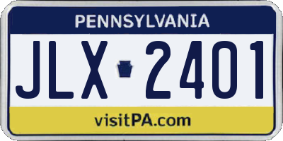 PA license plate JLX2401