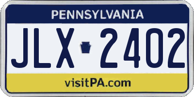 PA license plate JLX2402
