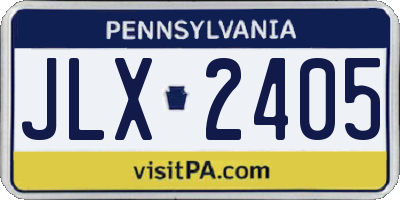 PA license plate JLX2405