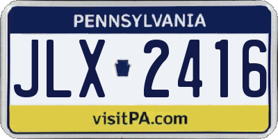 PA license plate JLX2416