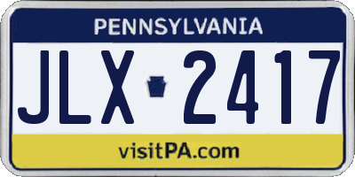PA license plate JLX2417