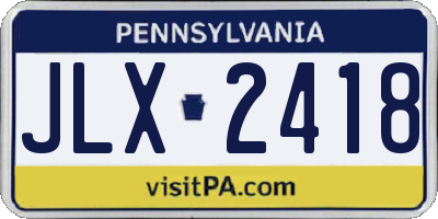 PA license plate JLX2418