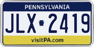 PA license plate JLX2419