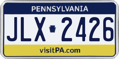 PA license plate JLX2426