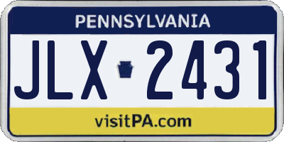PA license plate JLX2431